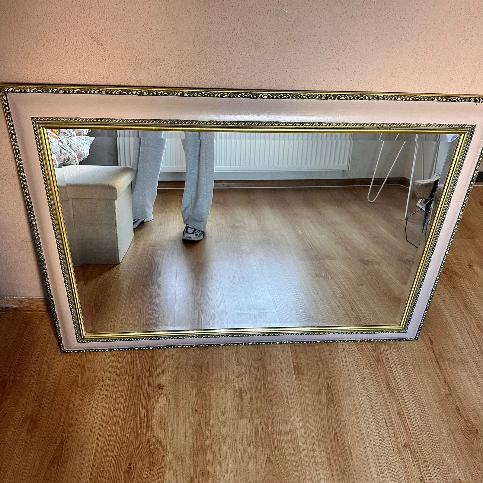 Grote spiegel met sierlijke lijst, Ophalen, Gebruikt, Rechthoekig, 100 tot 125 cm