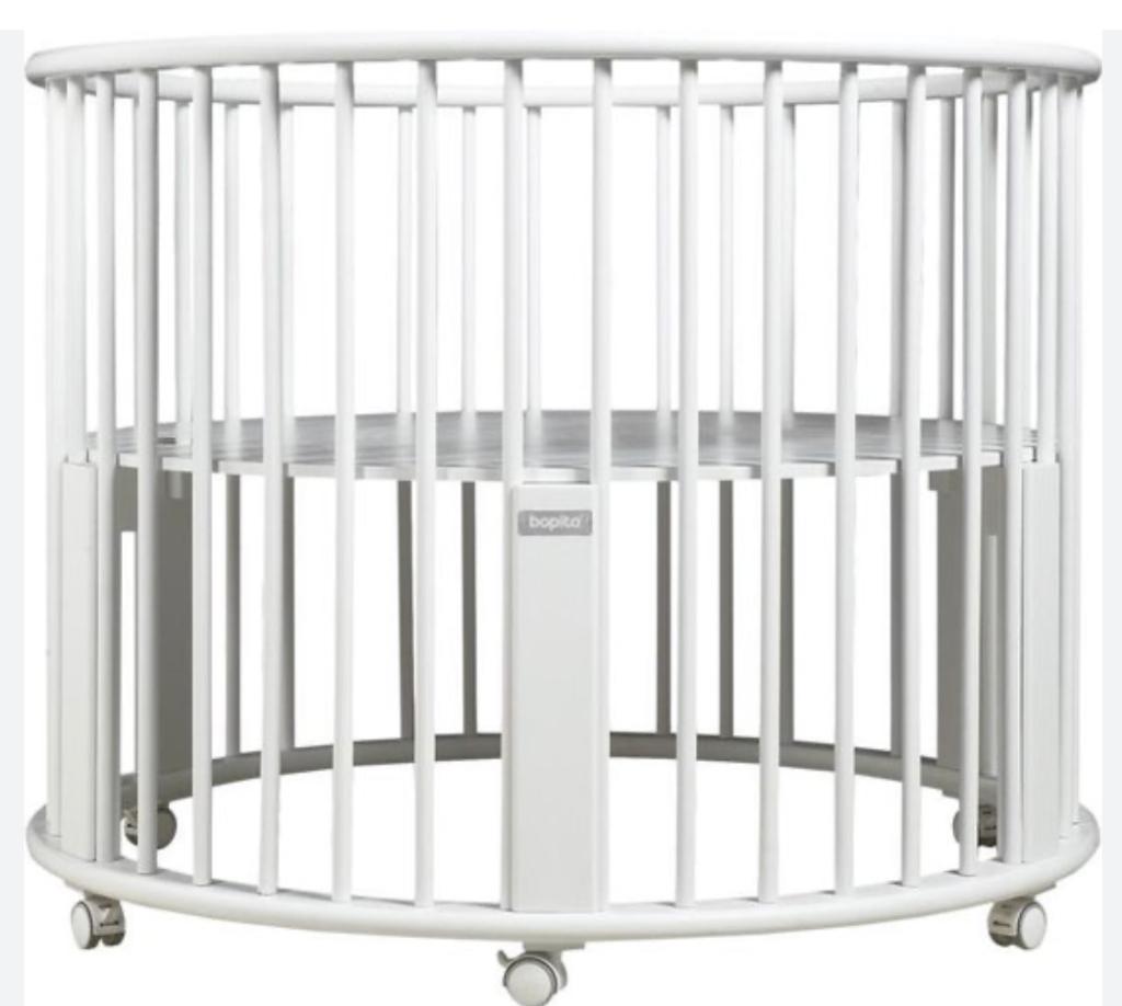 Bopita Rondo box op wielen/wit en prachtige matras+boxkleed, Kinderen en Baby's, Boxen, Ophalen, Gebruikt, Rond, Wieltjes