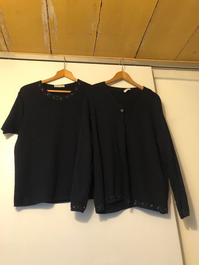 Roberto Sarto truitje korte mouw + vest donkerblauw, Ophalen of Verzenden, Zo goed als nieuw, Maat 46/48 (XL) of groter