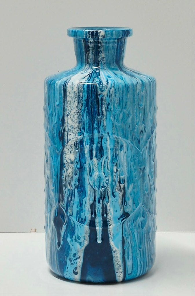 vaas gegoten pouring art kunst epoxy handmade vazen, Ophalen of Verzenden, Glas
