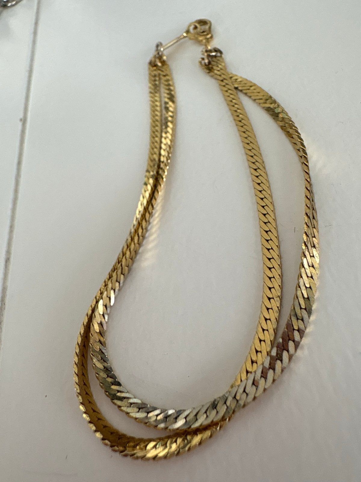 Vintage MONET Armband Dubbele Visgraat - Mint Conditie, Ophalen of Verzenden, Zo goed als nieuw, Goud, Overige materialen