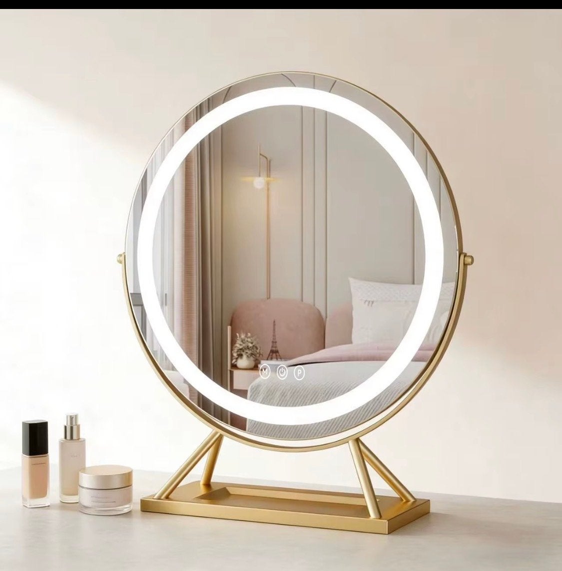Ronde make-up spiegel met LED verlichting - Goud, Rond, Nieuw, Ophalen of Verzenden, Sera@live.nl