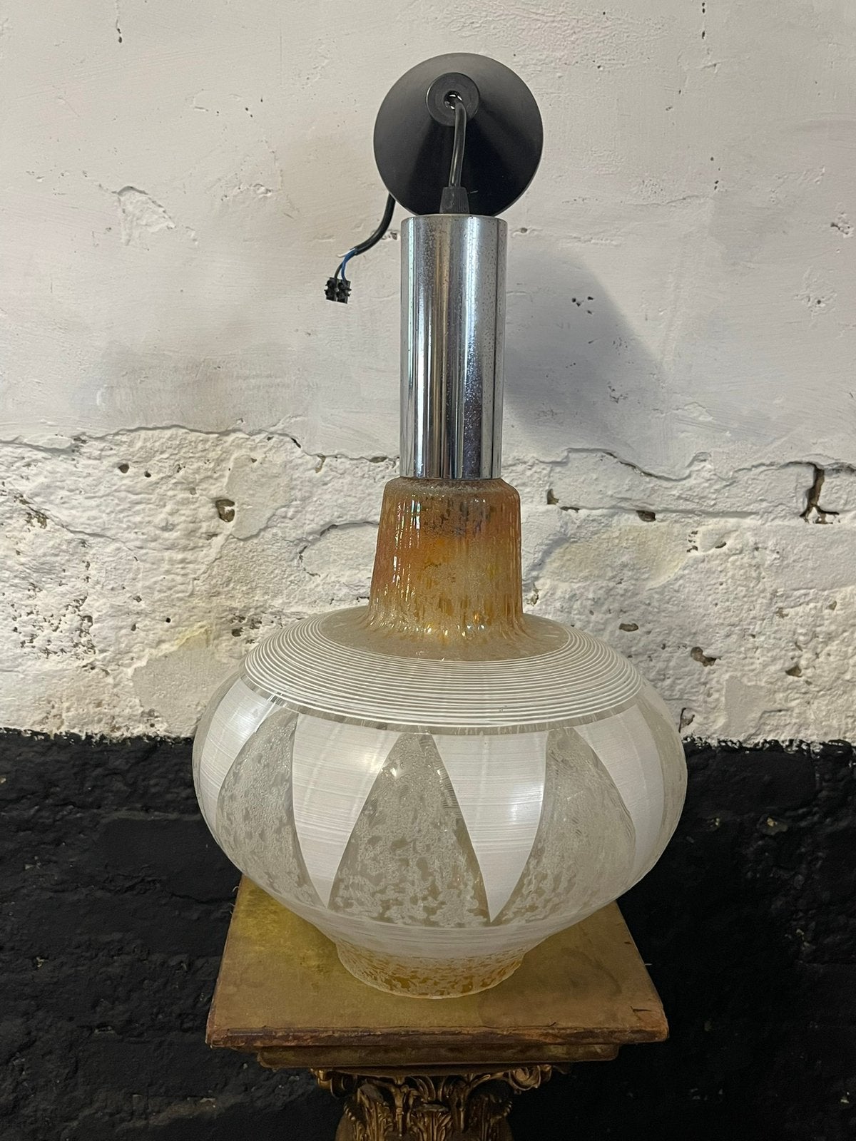 Gave vintage mid century hanglamp Mazzega of Leuchten, Ophalen, Gebruikt, Glas, Vintage hanglamp mid century design Mazzena Leuchten