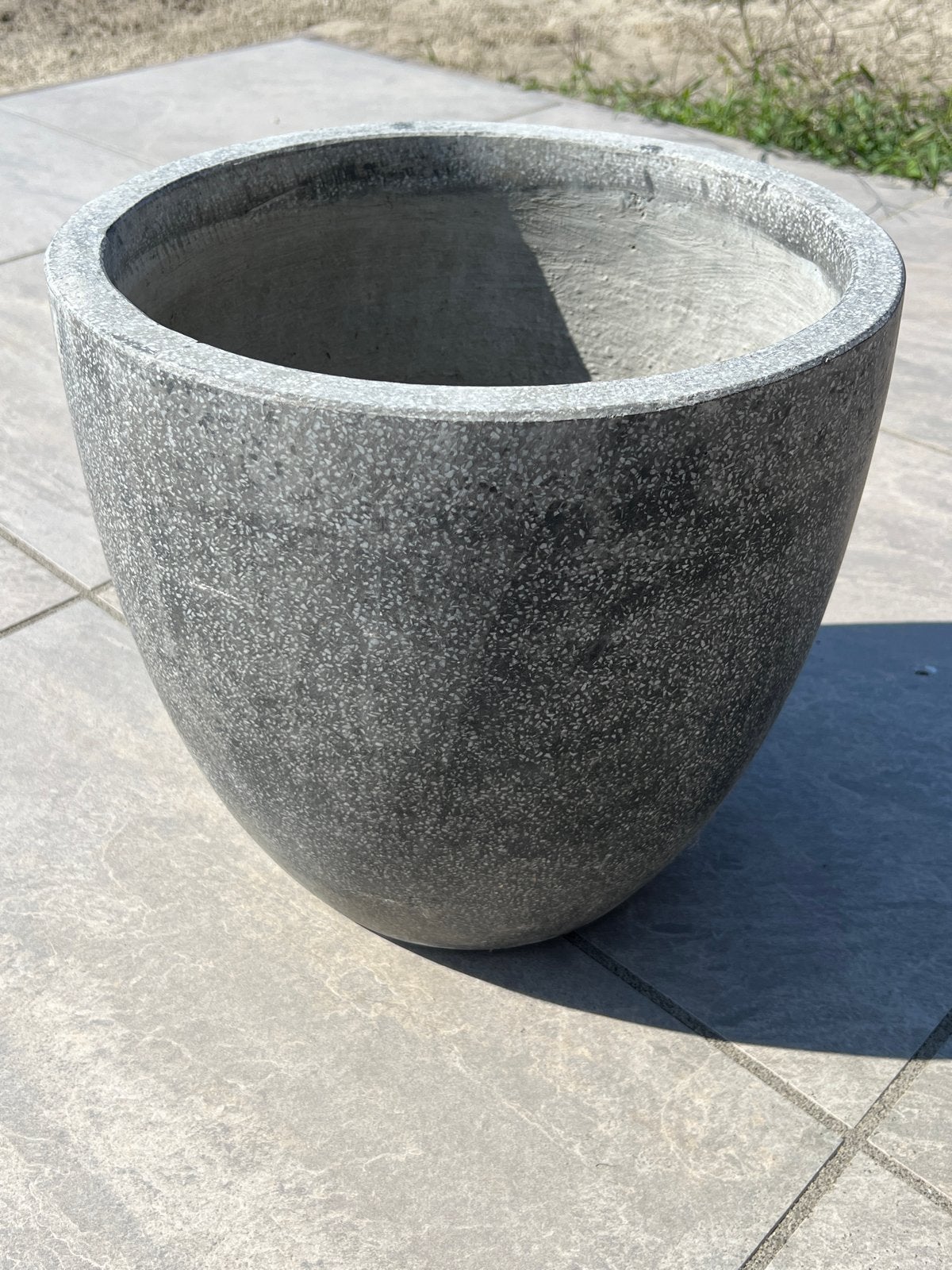 Grote antracietkleurige stenen bloempot 30x33cm, Ophalen, Minder dan 60 cm, Rond, Zo goed als nieuw