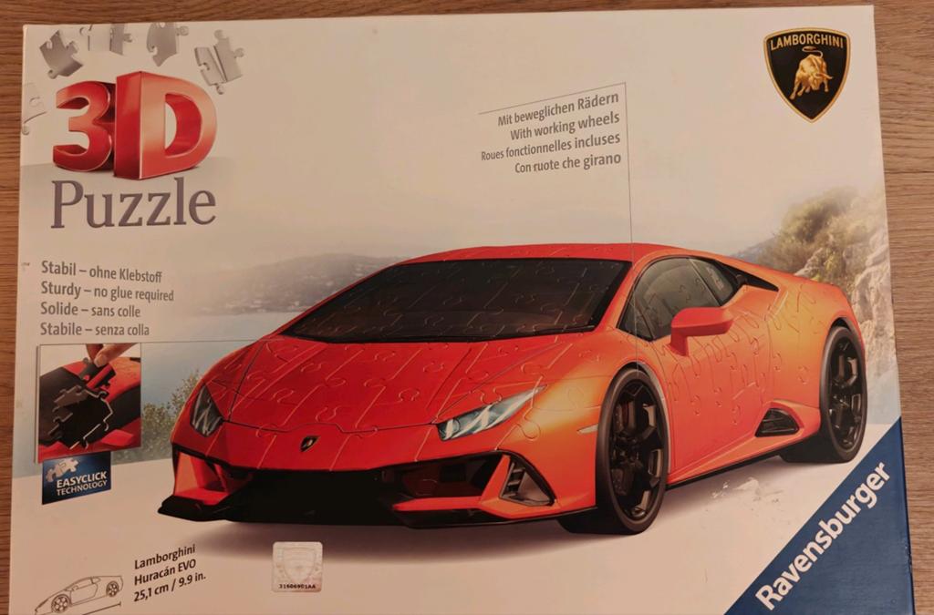 Ravensburger 3D Puzzel Lamborghini Huracán EVO, Ophalen of Verzenden, Minder dan 500 stukjes, Gebruikt, Rubik's of 3D-puzzel