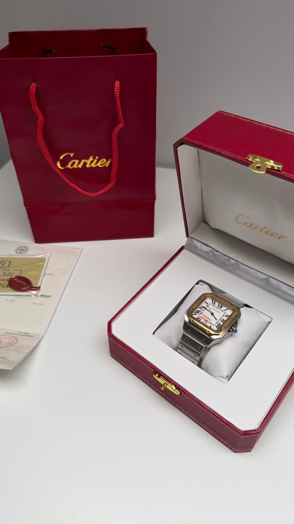 Cartier Santos de Cartier Silver Gold 40MM, Ophalen of Verzenden, Nieuw