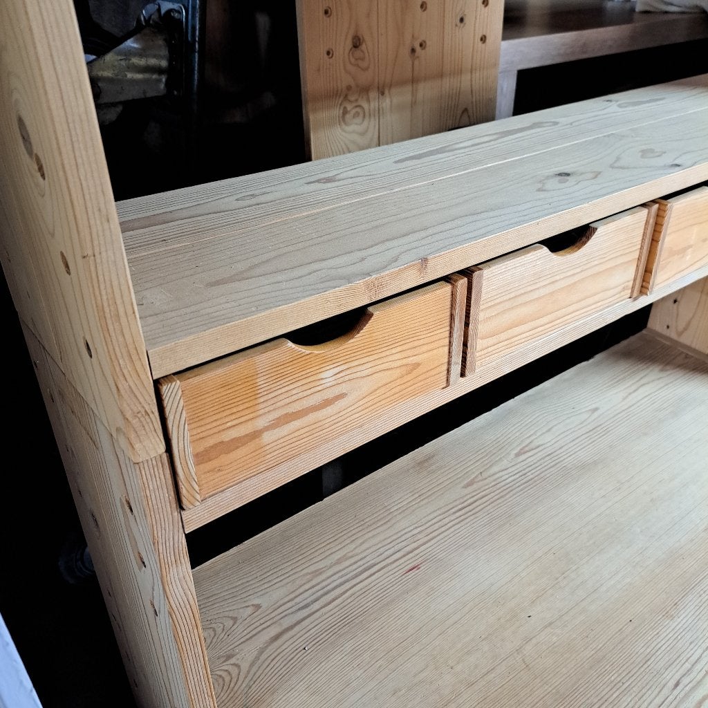Vintage Houten Bureau en boekenkast in 3 delen, Ophalen, Gebruikt, Scandinavisch, Geel