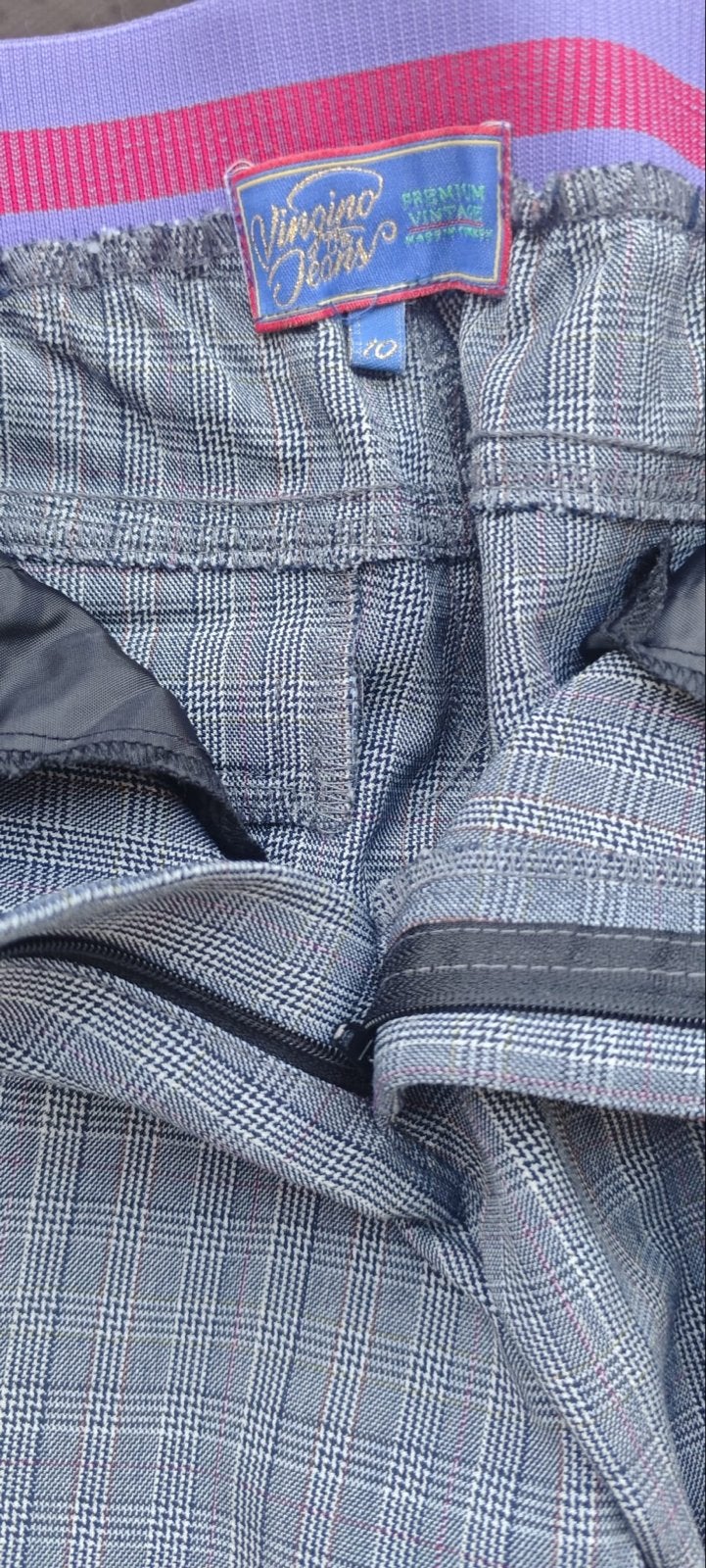 Vingino Jeans geruite broek met gouden streep, Ophalen of Verzenden, Zo goed als nieuw, Maat 34 (XS) of kleiner, Grijs