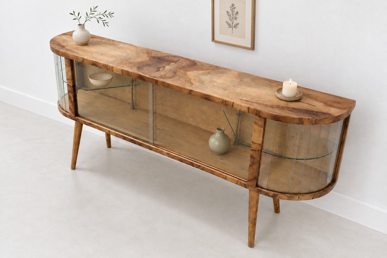 Vintage Vitrinekast / Dressoir Jaren 5060 Mid-Century Modern