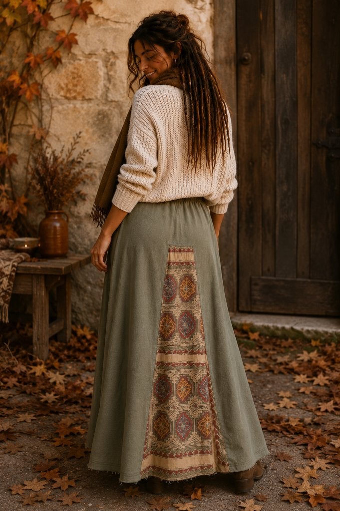 Isla Ibiza Bonita maxi rok olijfgroen | boho hippie xxl 44, Kleding | Dames, Rokken, Maat 46/48 (XL) of groter, Ophalen of Verzenden