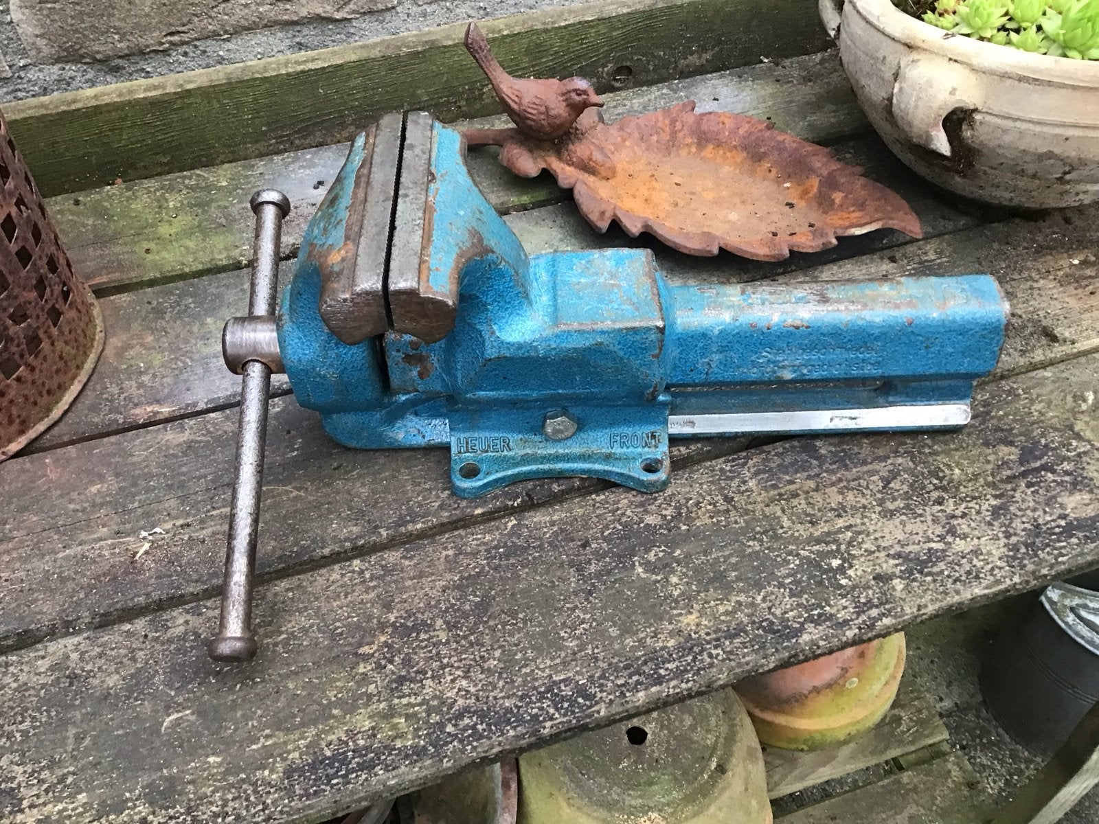 Heuer Bankschroef bek 100 mm, Ophalen of Verzenden, Gebruikt, Bankschroef, Overige merken