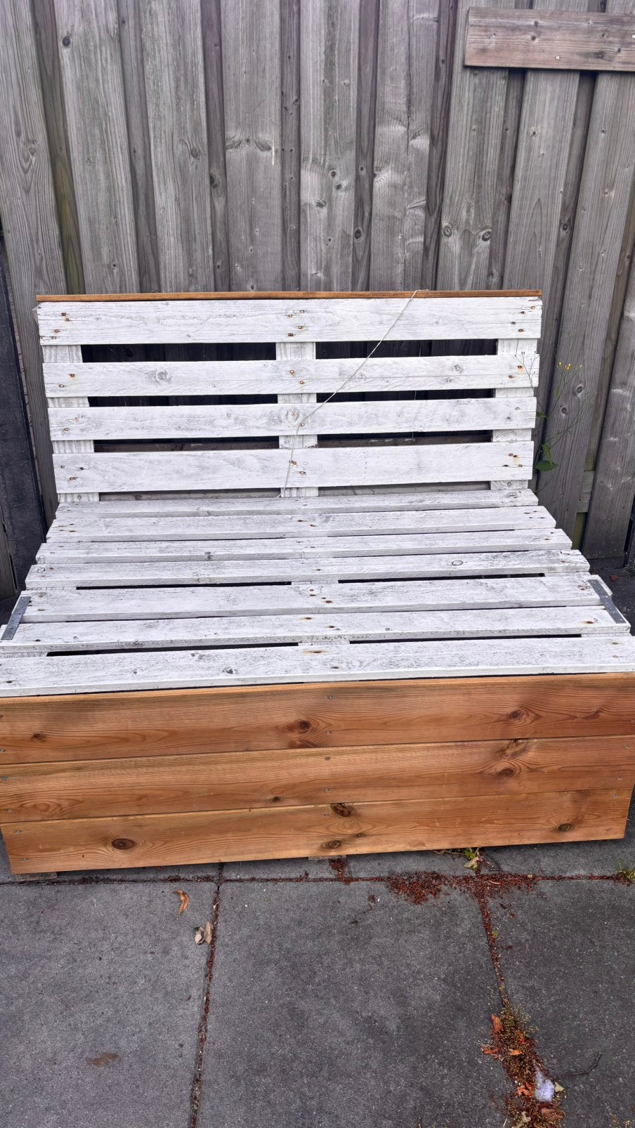 Pallet loungebank / tuinbank, Ophalen of Verzenden, Zo goed als nieuw, Hout