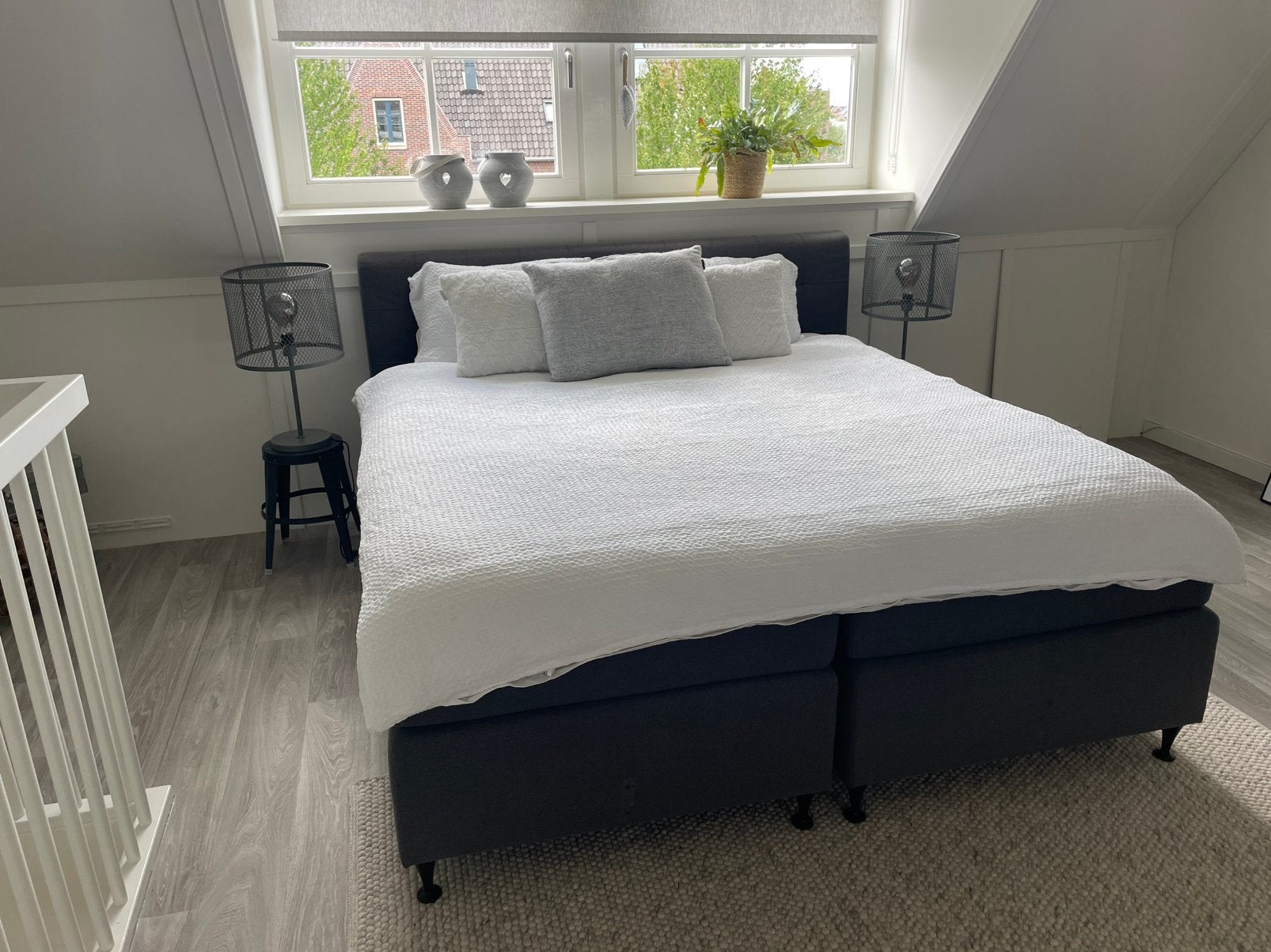 Boxspring bed •180x200• Antraciet, Ophalen, Tweepersoons, Zo goed als nieuw, 180 cm