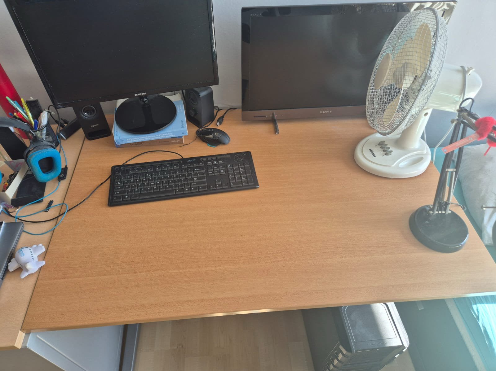 Bureau en aansluitend kastje met bureaublad, Ophalen, Gebruikt, 120 cm, Hout