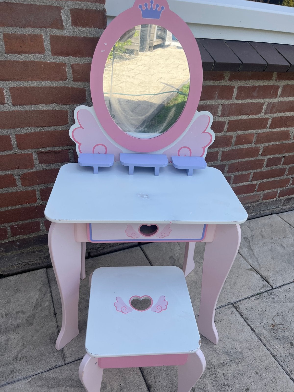 Roze Kaptafel voor Kinderen met Krukje, Minder dan 50 cm, Gebruikt, Ophalen of Verzenden, Minder dan 100 cm
