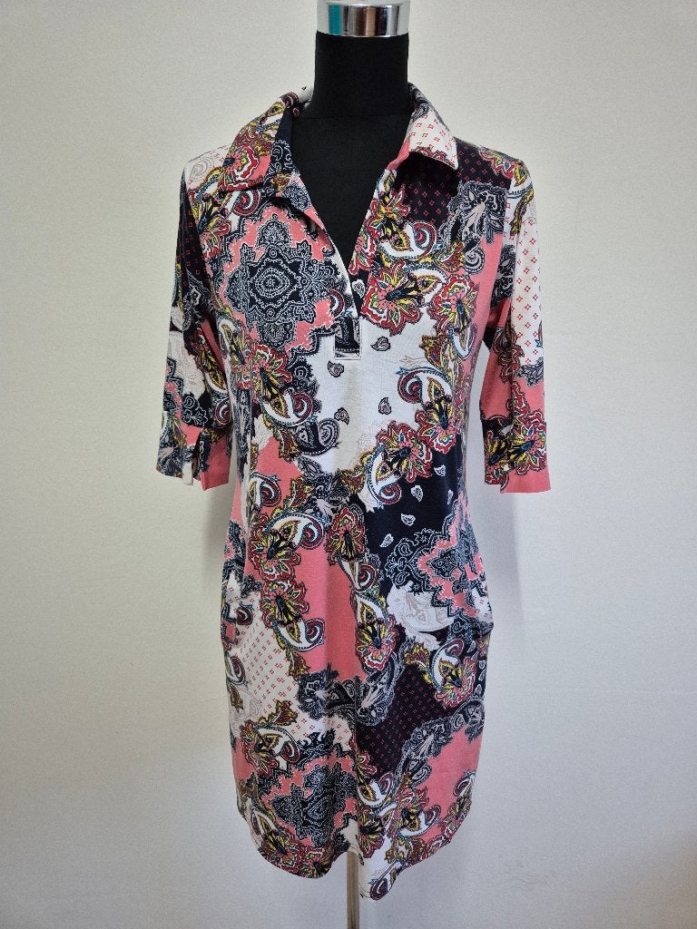 J358 - Fleurige Stella Moretti jurk maat S (1), Kleding | Dames, Jurken, Ophalen of Verzenden, Zo goed als nieuw, Maat 38/40 (M)