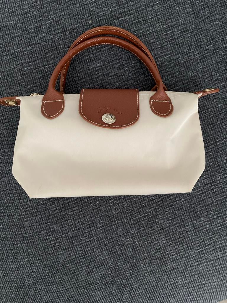 Longchamp Le Pliage handtasje beige/bruin, Ophalen of Verzenden, Zo goed als nieuw, Beige, Handtas