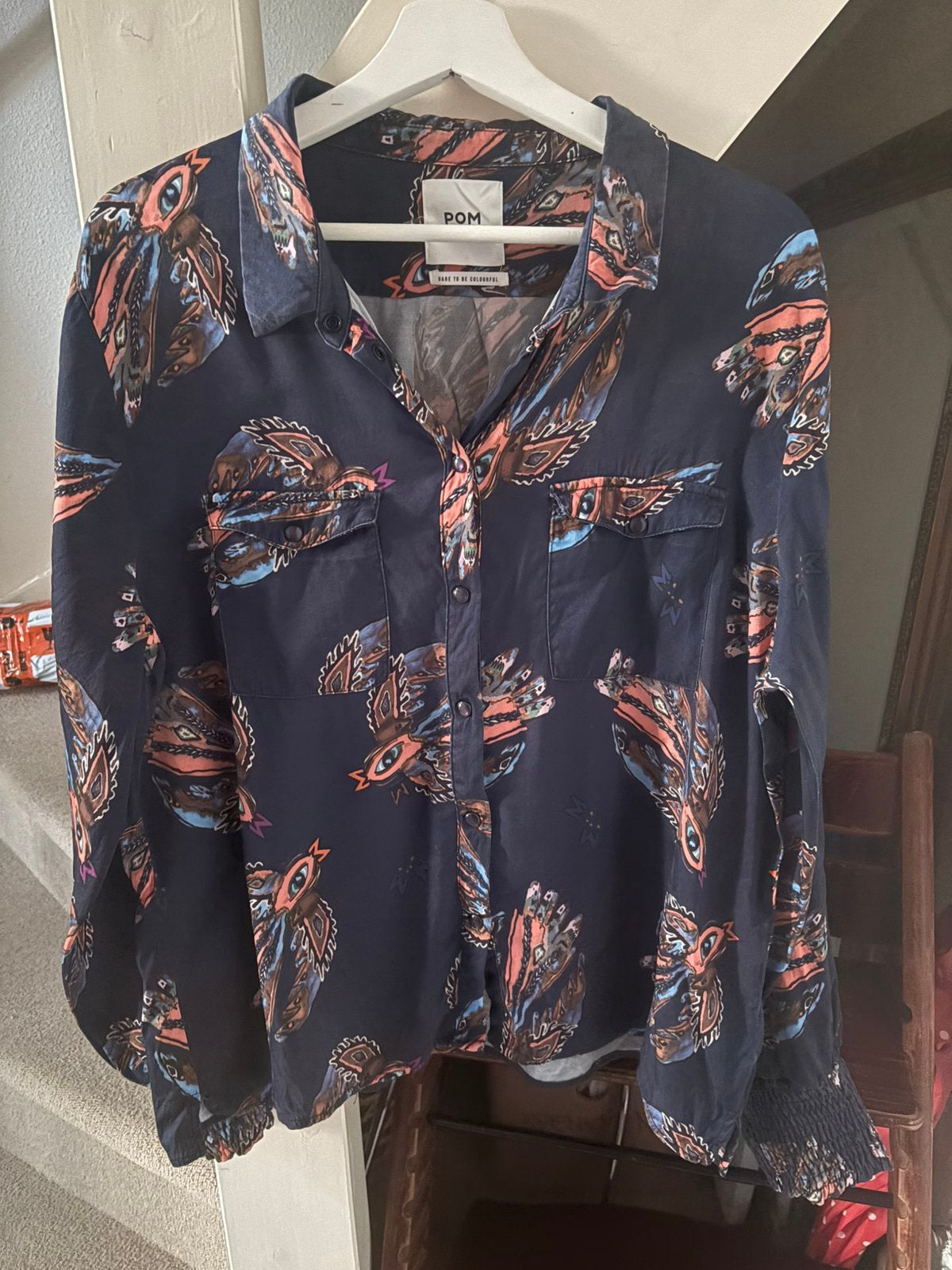 Blouse van Pom Amsterdam, Ophalen of Verzenden, Gedragen, Maat 42/44 (L), Blauw