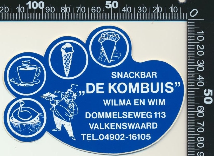 Sticker: Snackbar De Kombuis - Valkenswaard (1), Ophalen of Verzenden, Zo goed als nieuw, Bedrijf of Vereniging