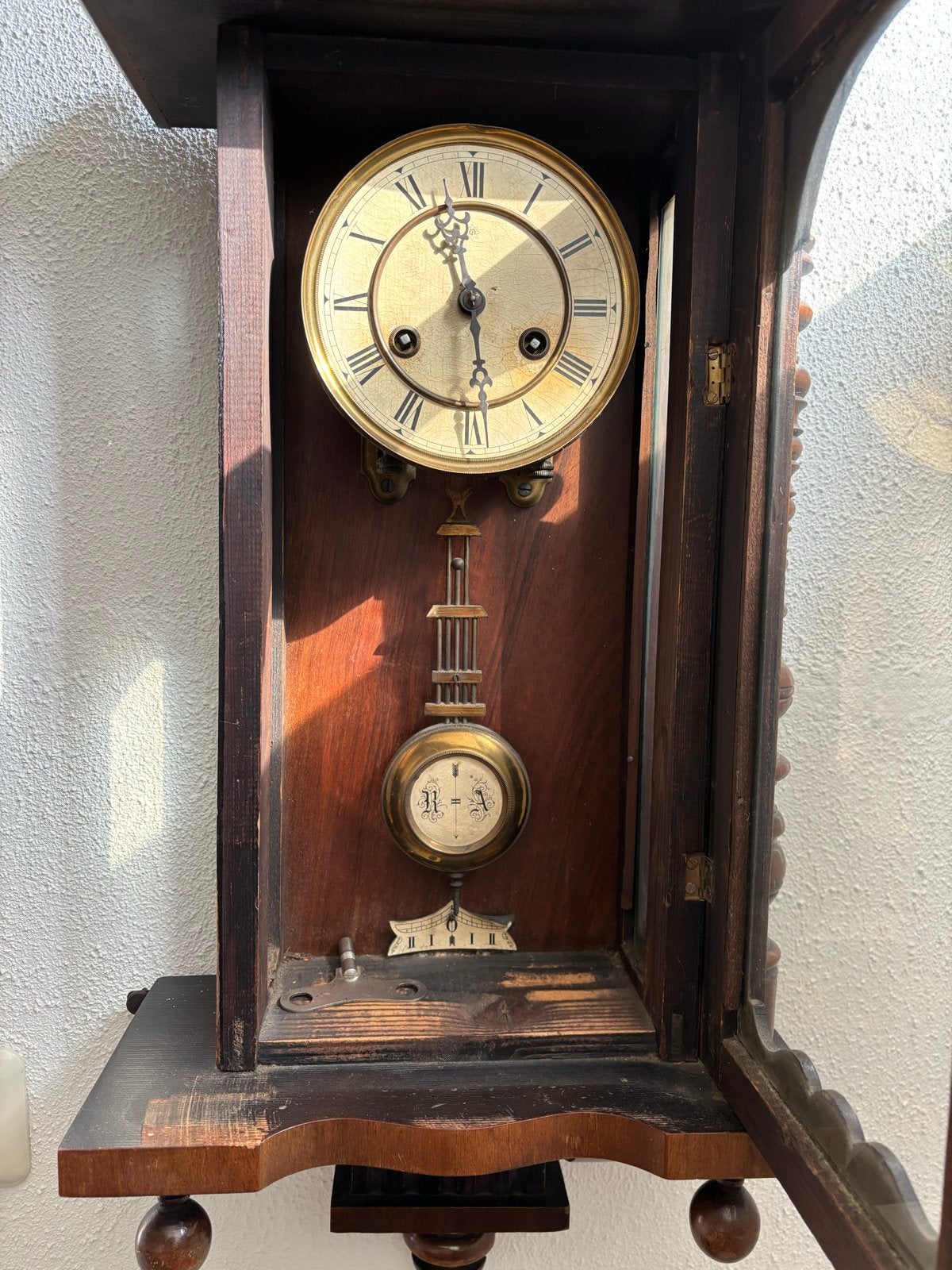 Antieke Regulateur Wandklok - Begin 1900 - Loopt Perfect, Ophalen of Verzenden