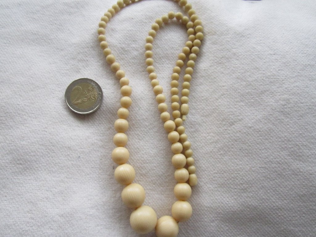 34.   Schitterende oude ketting, French ivory,   60 cm, Sieraden, Tassen en Uiterlijk, Antieke sieraden, Ophalen, Overige materialen