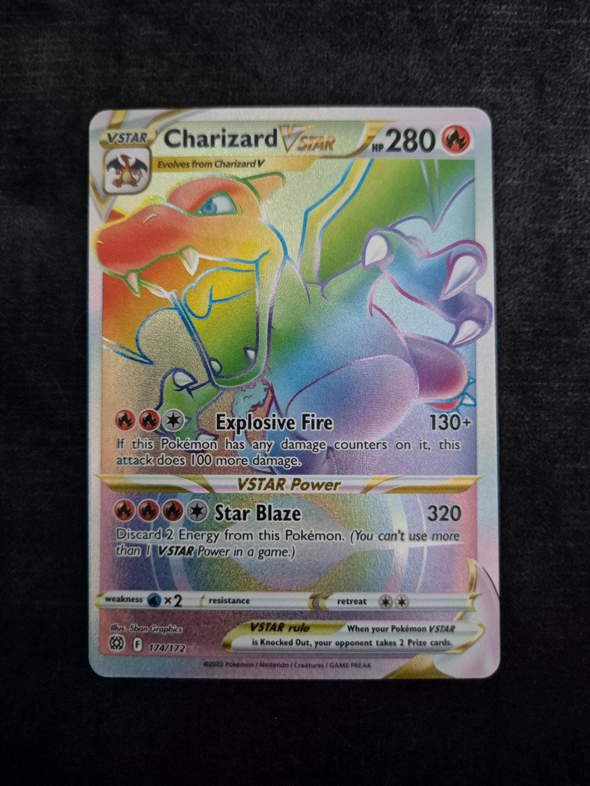 Charizard vstar 174/172 rainbow, Ophalen of Verzenden, Nieuw, Losse kaart