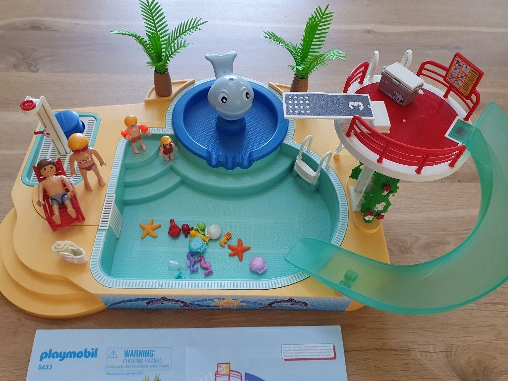 Playmobil 5433 Zwembad met glijbaan - gerepareerd, Kinderen en Baby's, Gebruikt, Complete set, Overige typen, Ophalen of Verzenden