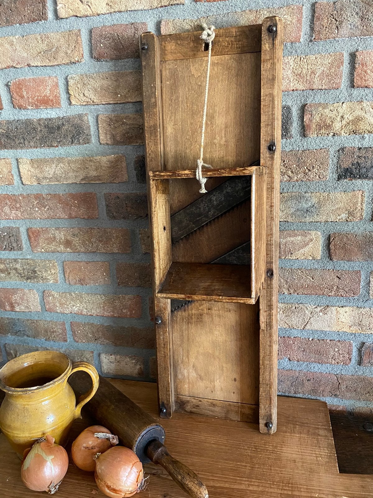 Brocante oude houten koolschaaf, groot model, Antiek en Kunst, Ophalen of Verzenden