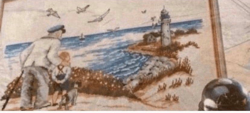 BORDUURPAKKET OEHLENSLÄGER KIJKEN NAAR ZEE EN VUURTOREN, Verzenden, Nieuw, Handborduren, Borduurpakket