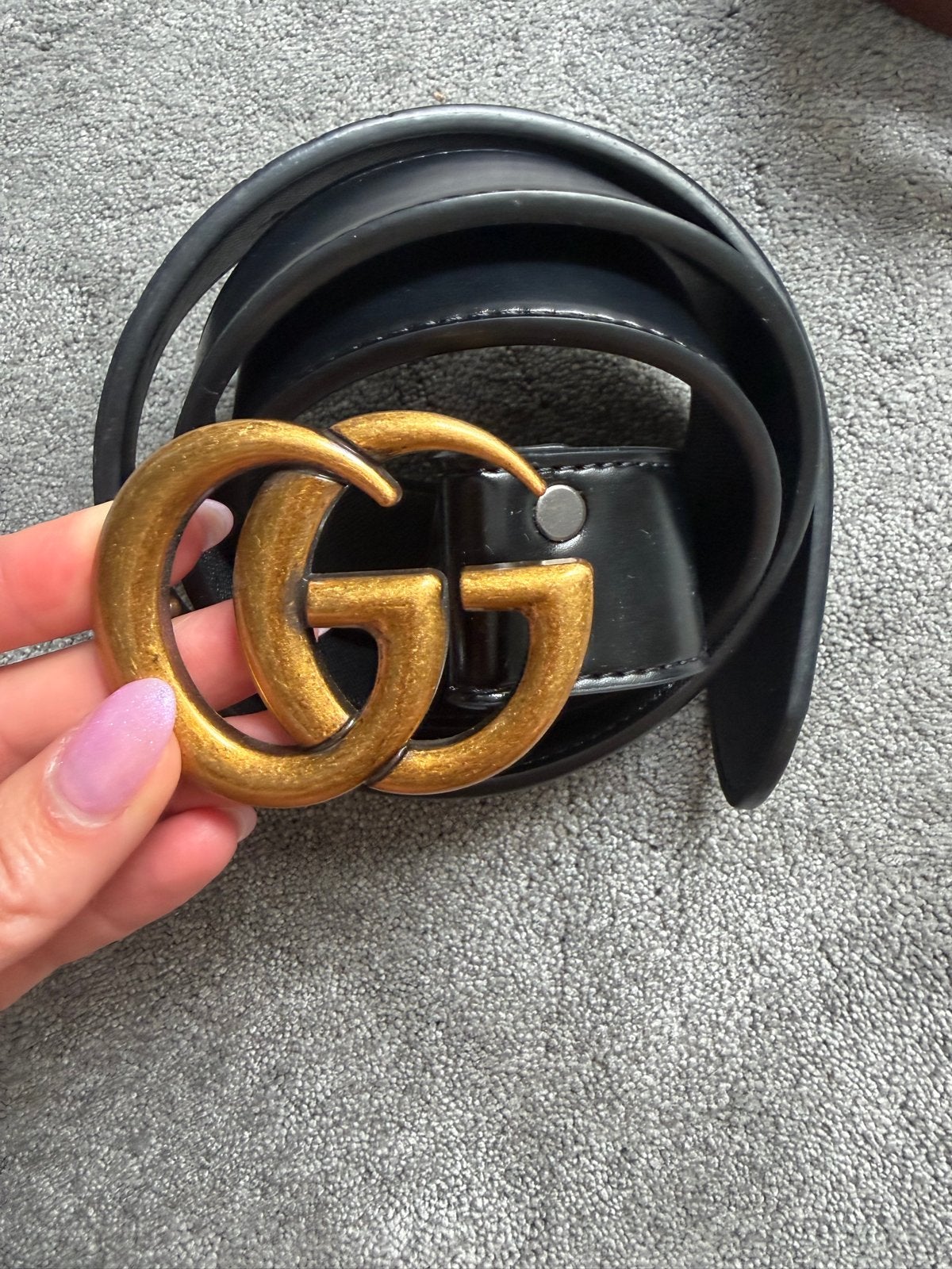 Gucci GG Marmont Leren Riem Zwart met Gouden Gesp, 3 tot 5 cm, Verzenden, 90 tot 100 cm, Heupriem