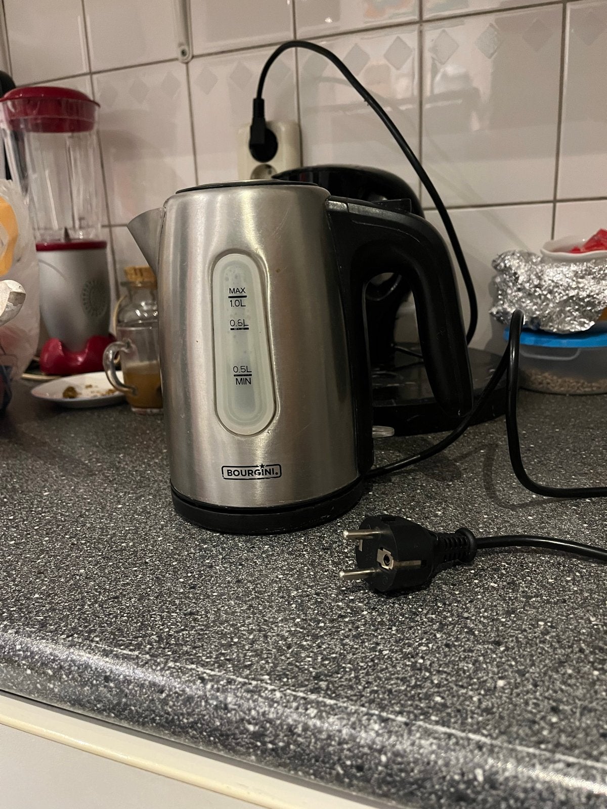 Bourgini waterkoker RVS - 1 liter, Huis en Inrichting, Ophalen of Verzenden, Gebruikt