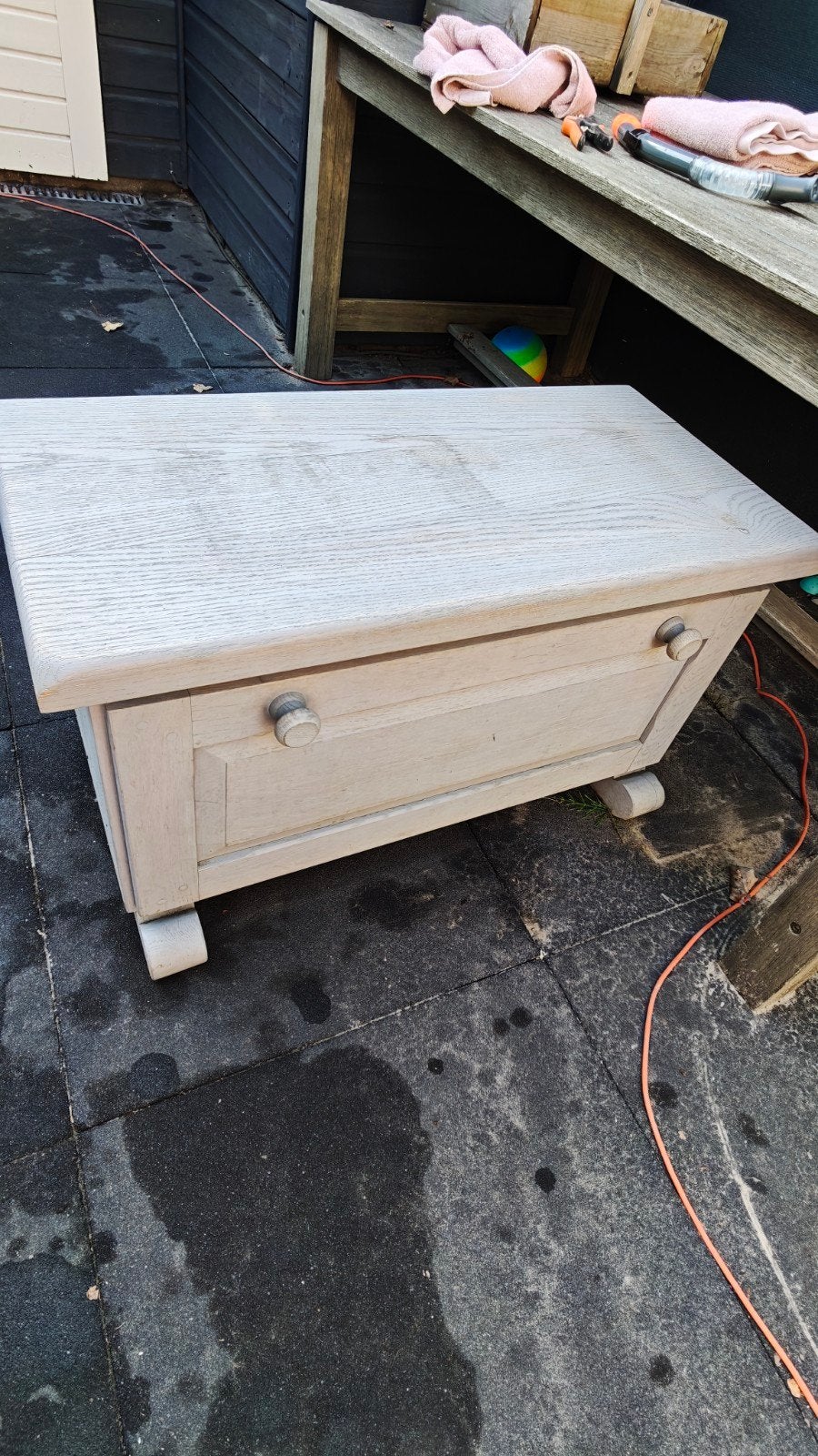 Eikenhouten kist/bankje - 43x89x51 cm, Huis en Inrichting, Woonaccessoires | Kisten, Ophalen, Gebruikt, 50 tot 100 cm, 75 tot 100 cm