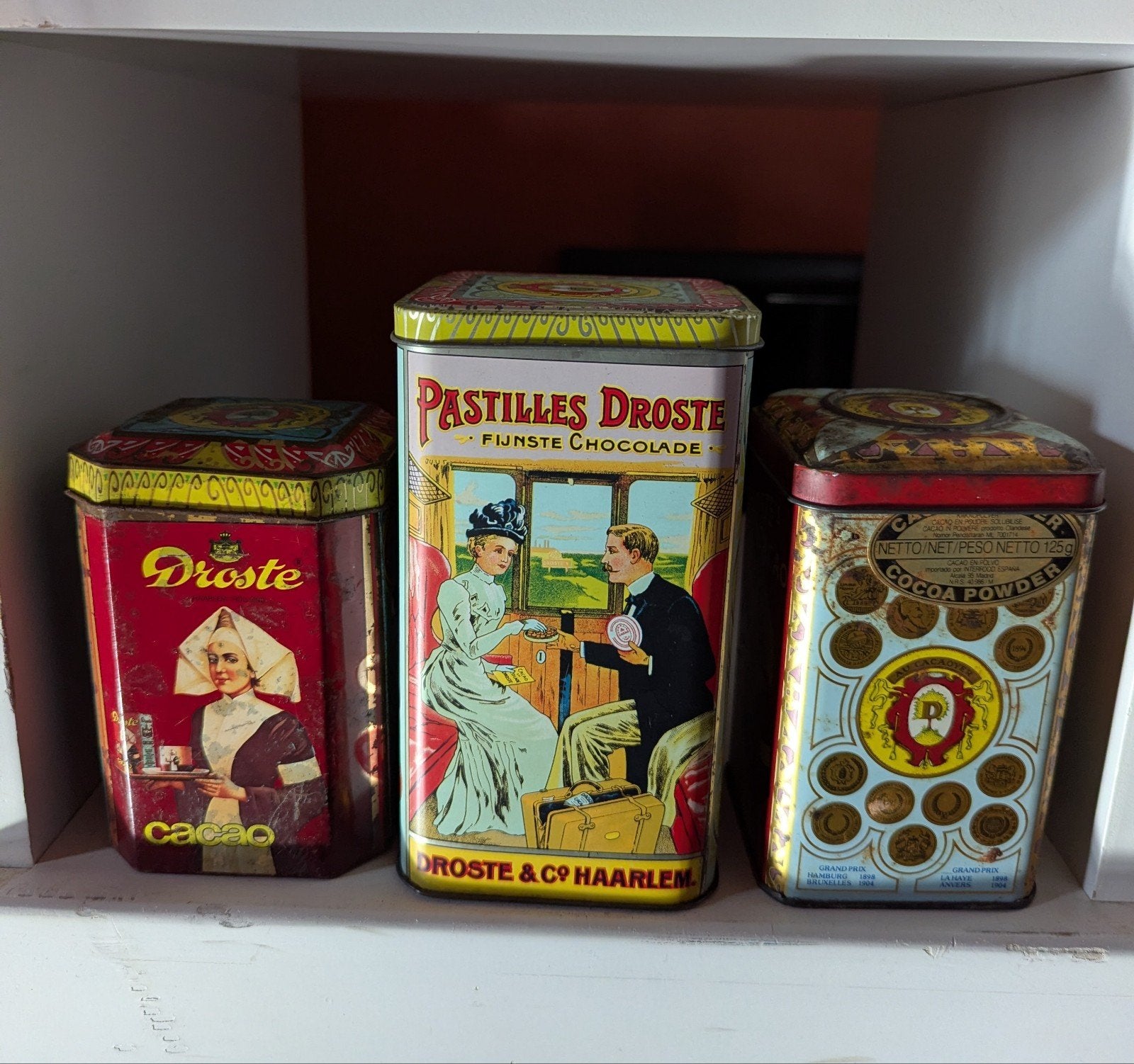 Set van 3 vintage Droste blikken - Cacao & Chocolade, Ophalen of Verzenden, Gebruikt, Overige, Droste