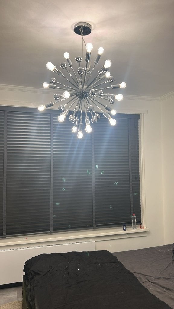 Retro Sputnik Hanglamp, Ophalen, E14 (klein), Retro, sputnik, chroom, Zo goed als nieuw
