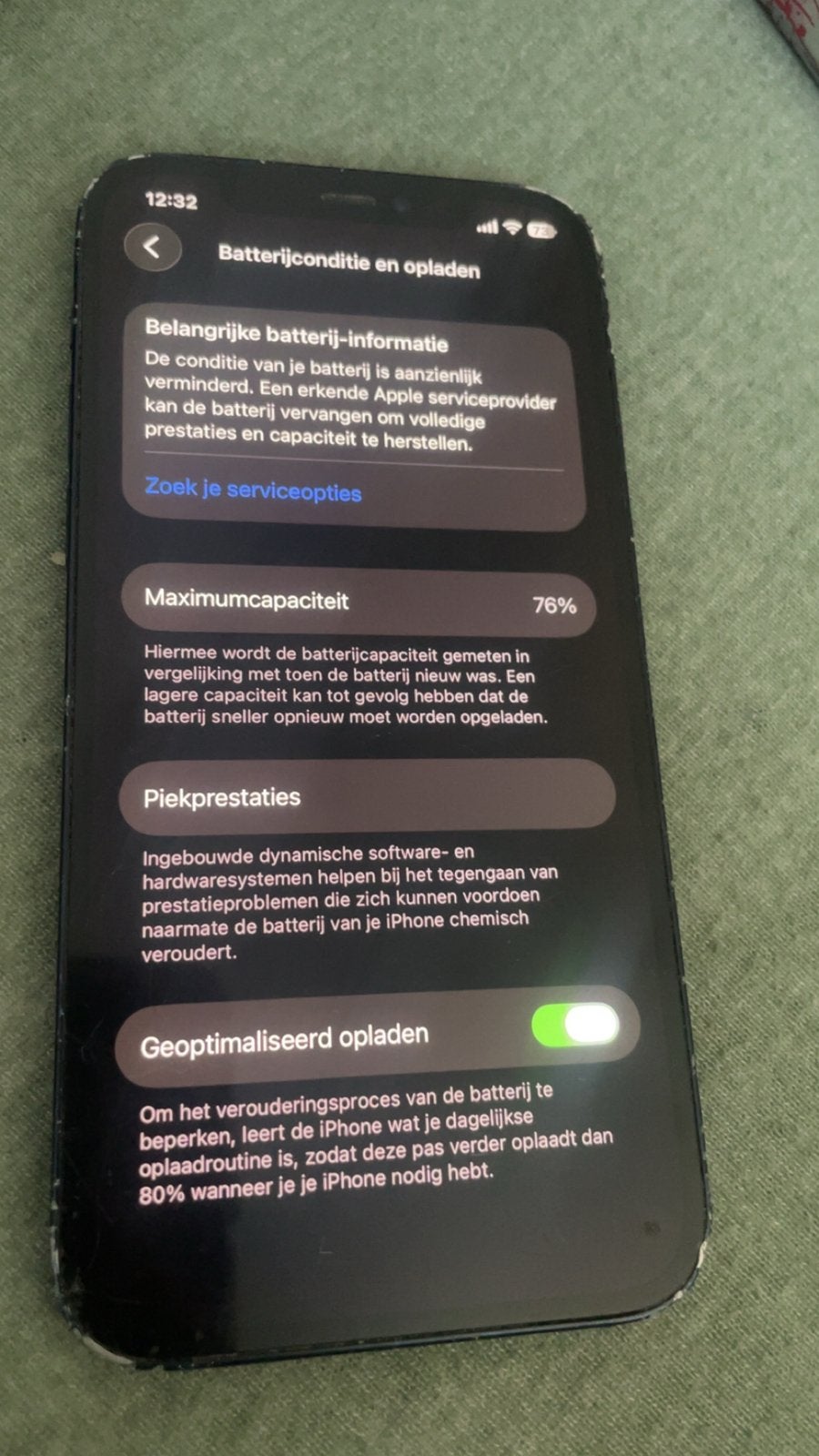 iPhone 12 - Gebruikt met 76% batterijconditie, Gebruikt, Zwart, IPhone 12, Zonder simlock