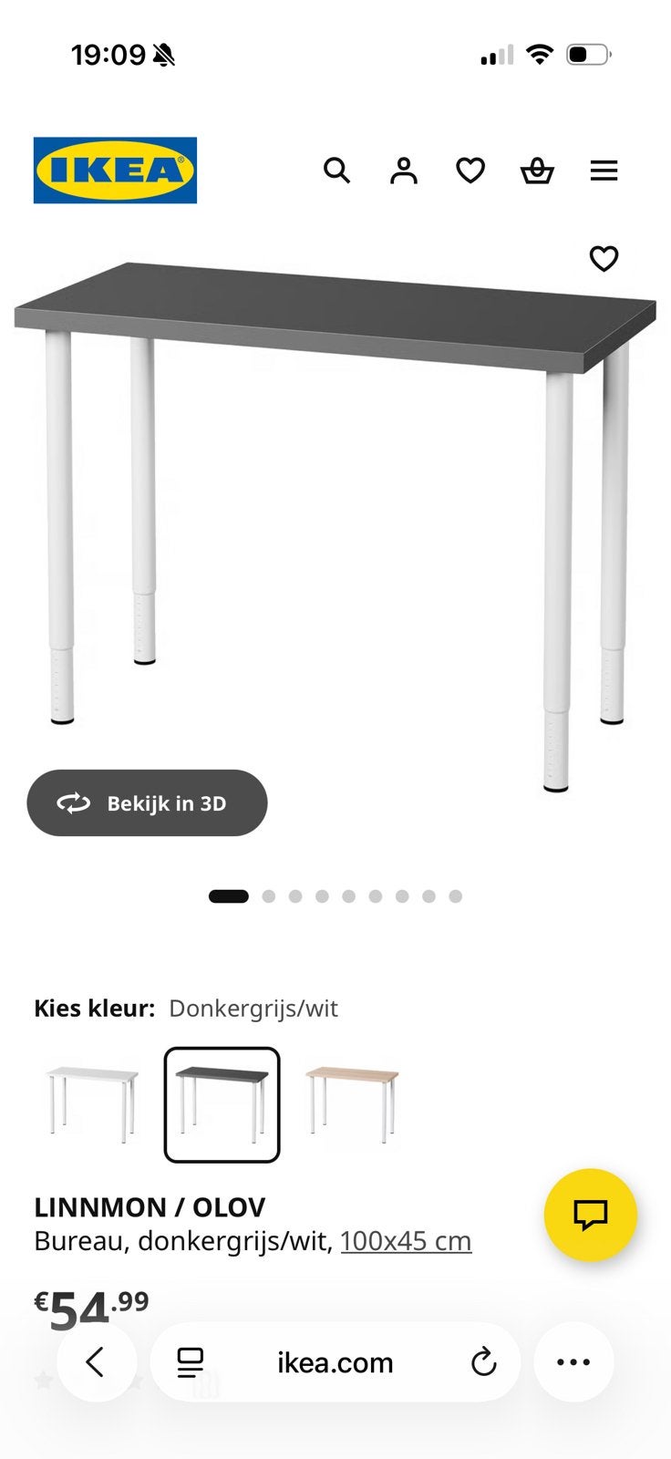 Ikea bureau wit grijs LINNMON / OLOV, Ophalen, Zo goed als nieuw