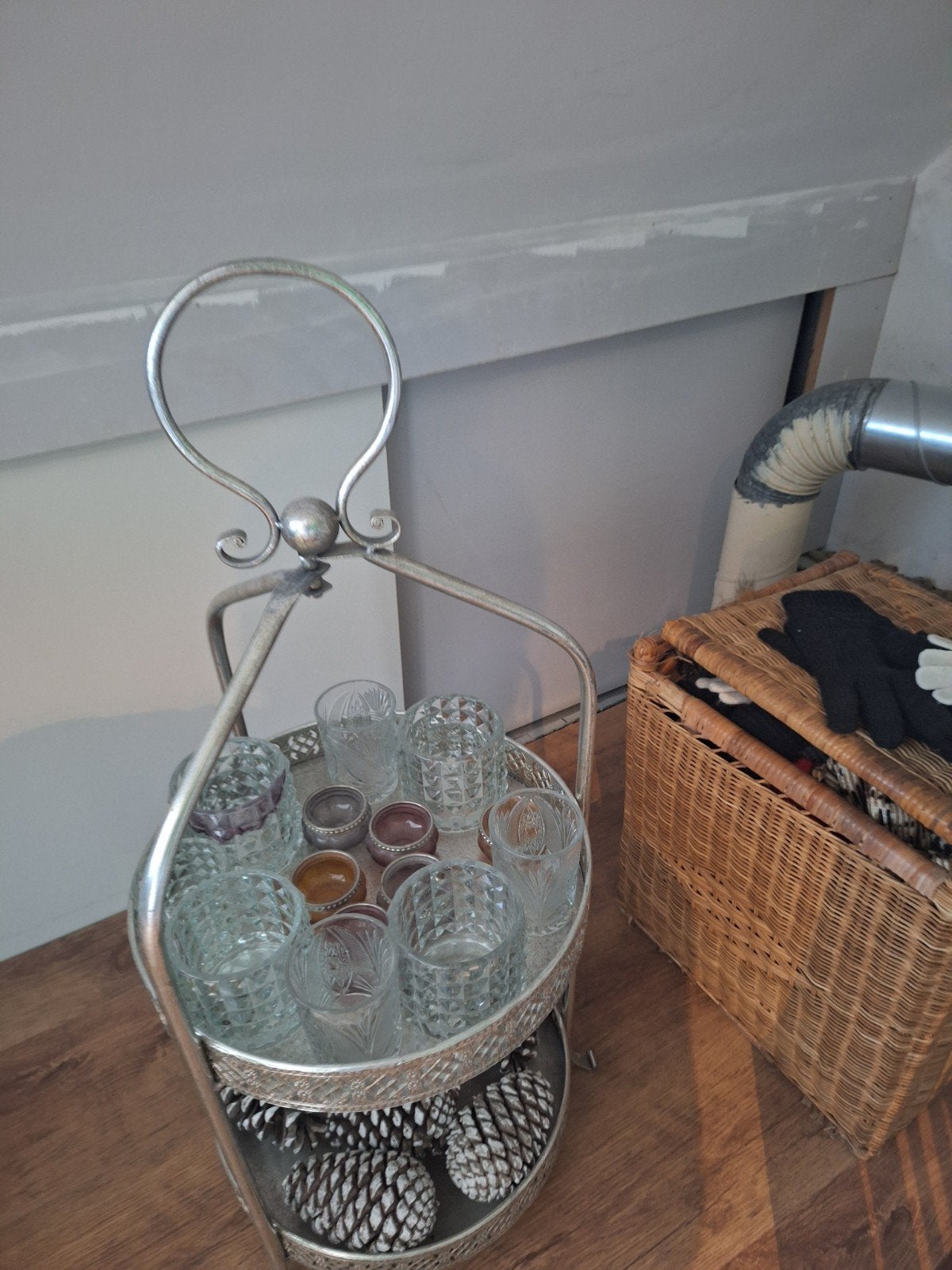 Hoge etagere inclusief decoratie voor de koudere maanden, Ophalen, Gebruikt, Etagère, Metaal