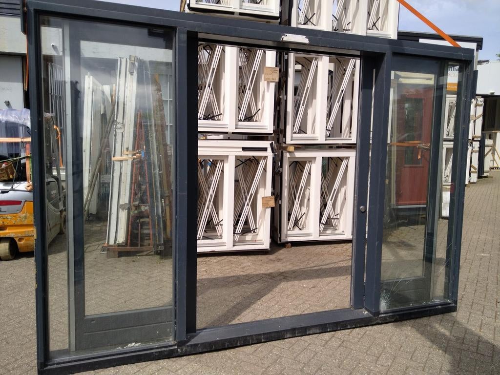 Kozijn met 2 schuifdeuren 4 vakken, Ophalen of Verzenden, Schuifdeur, Glas, 120 cm of meer