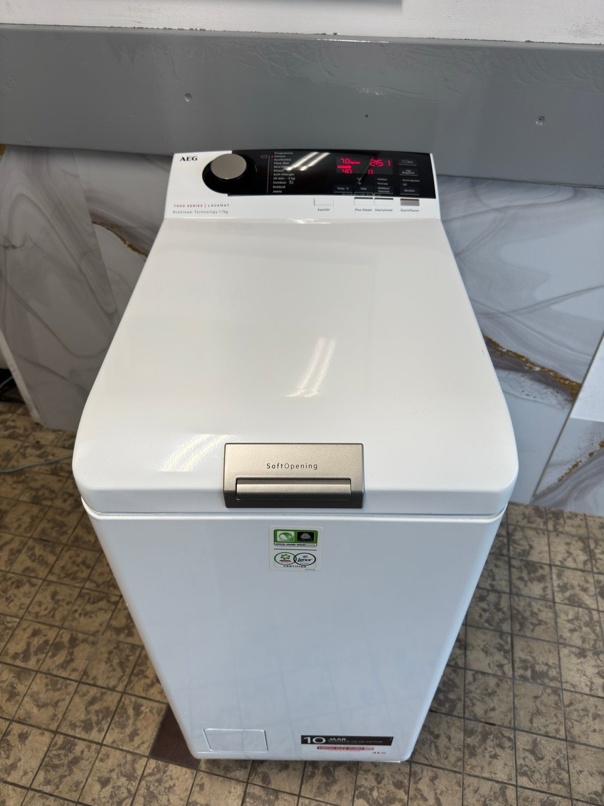 AEG Bovenlader Wasmachine 7000 serie, 7kg, A++, 40cm breed, 6 tot 8 kg, Gebruikt, Bovenlader, Ophalen of Verzenden