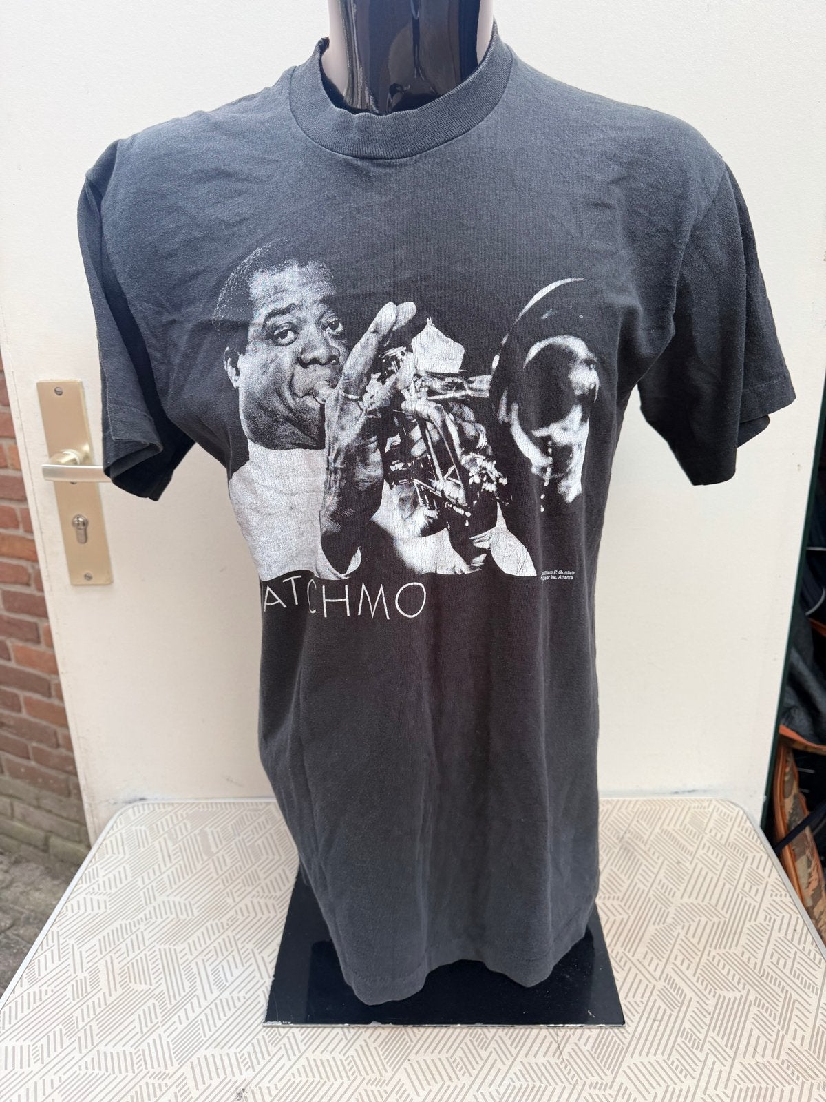 Vintage Louis Armstrong 'Satchmo' T-shirt - Fruit of the Loo, Ophalen of Verzenden, Gedragen, Maat 52/54 (L), Zwart