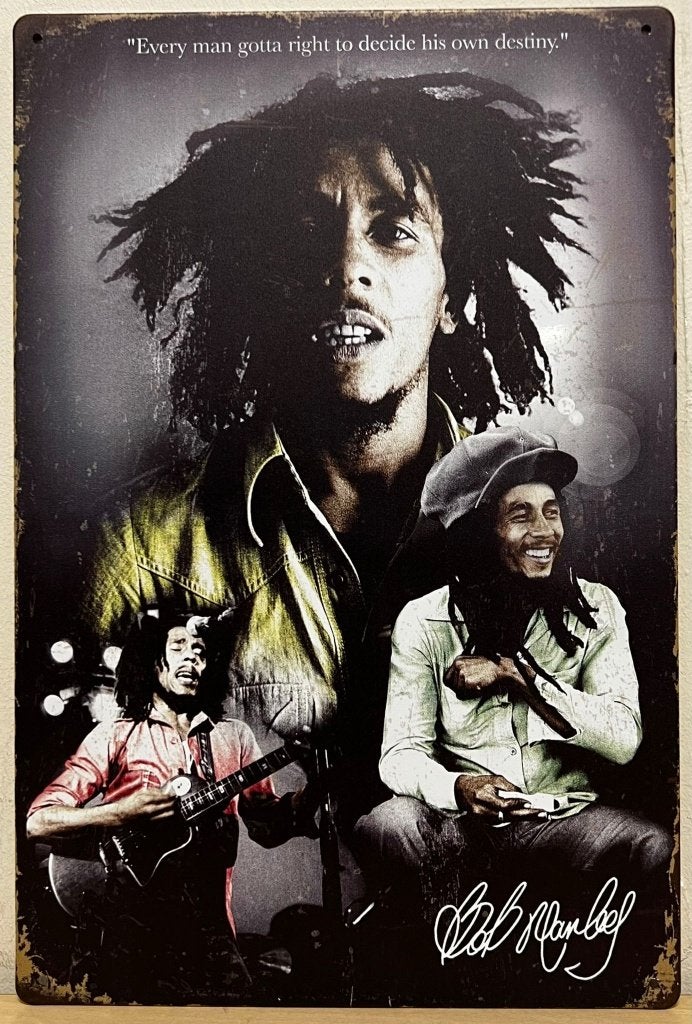 Bob Marley collage old look reclamebord van metaal wandbord