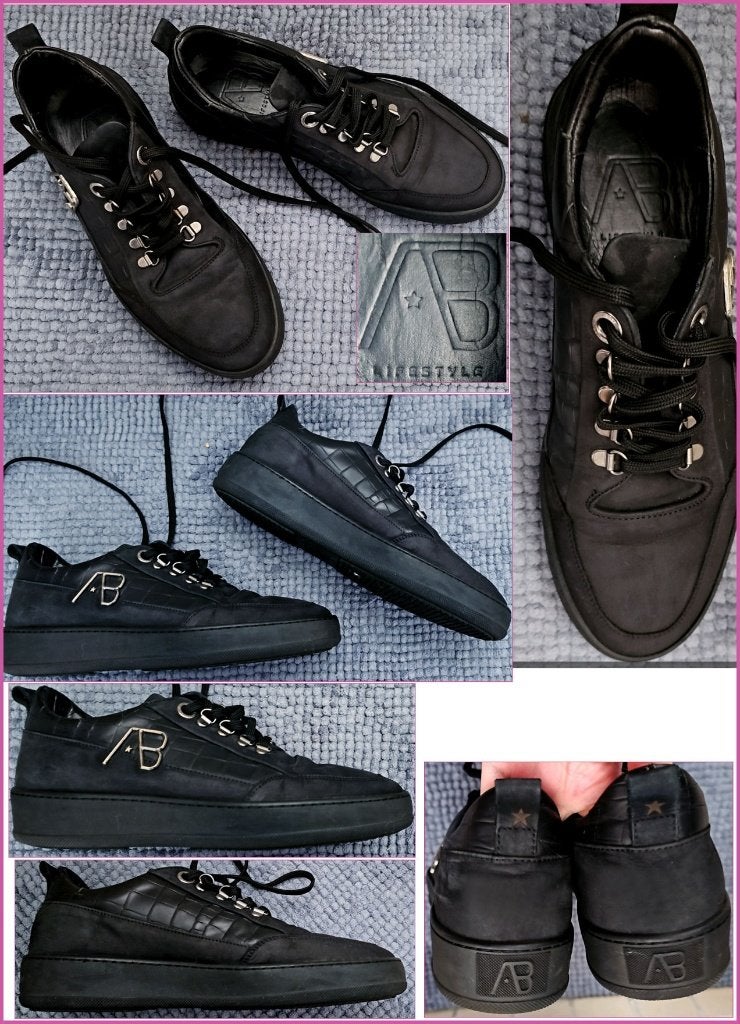 AB Lifestyle zwarte leren veterschoenen maat 44, AB Lifestyle, Zwart, Ophalen of Verzenden, Zo goed als nieuw