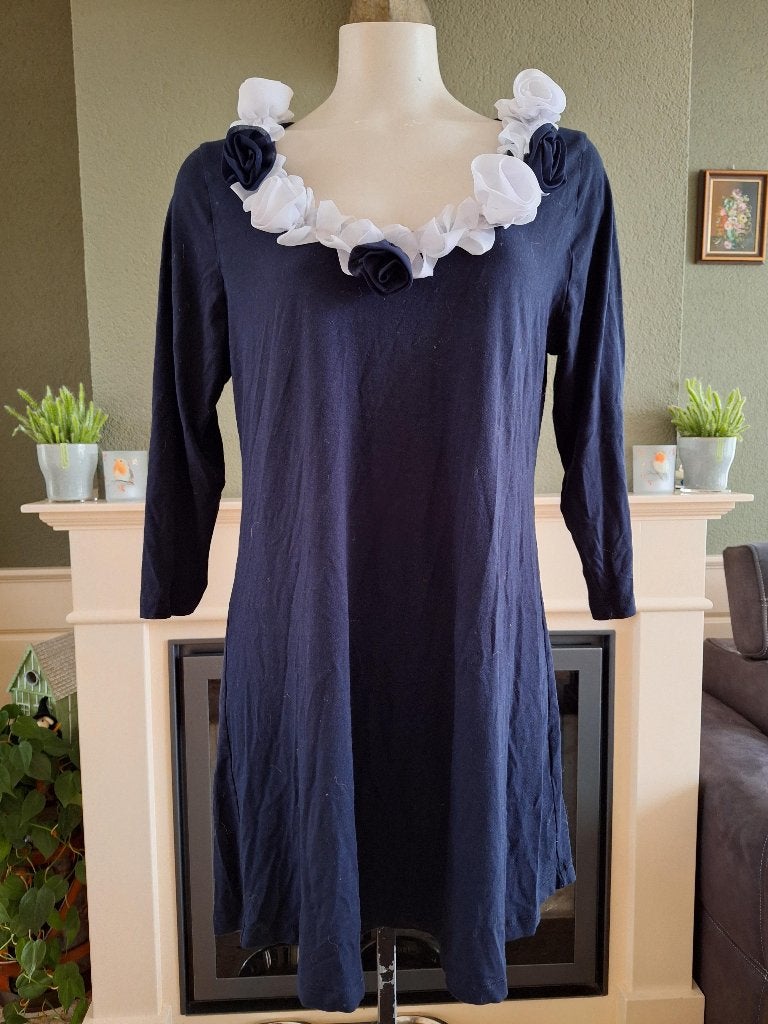 Yoek mooie blauwe bloemen tuniek top M 44, Yoek, Maat 42/44 (L), Zo goed als nieuw, Verzenden