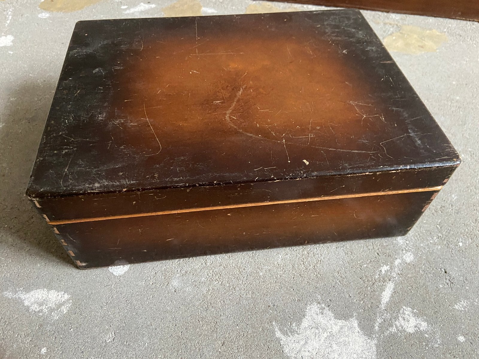 Naaigerei houten kist antiek vintage schrijfkist fournituren, Ophalen of Verzenden, Zo goed als nieuw, Minder dan 50 cm