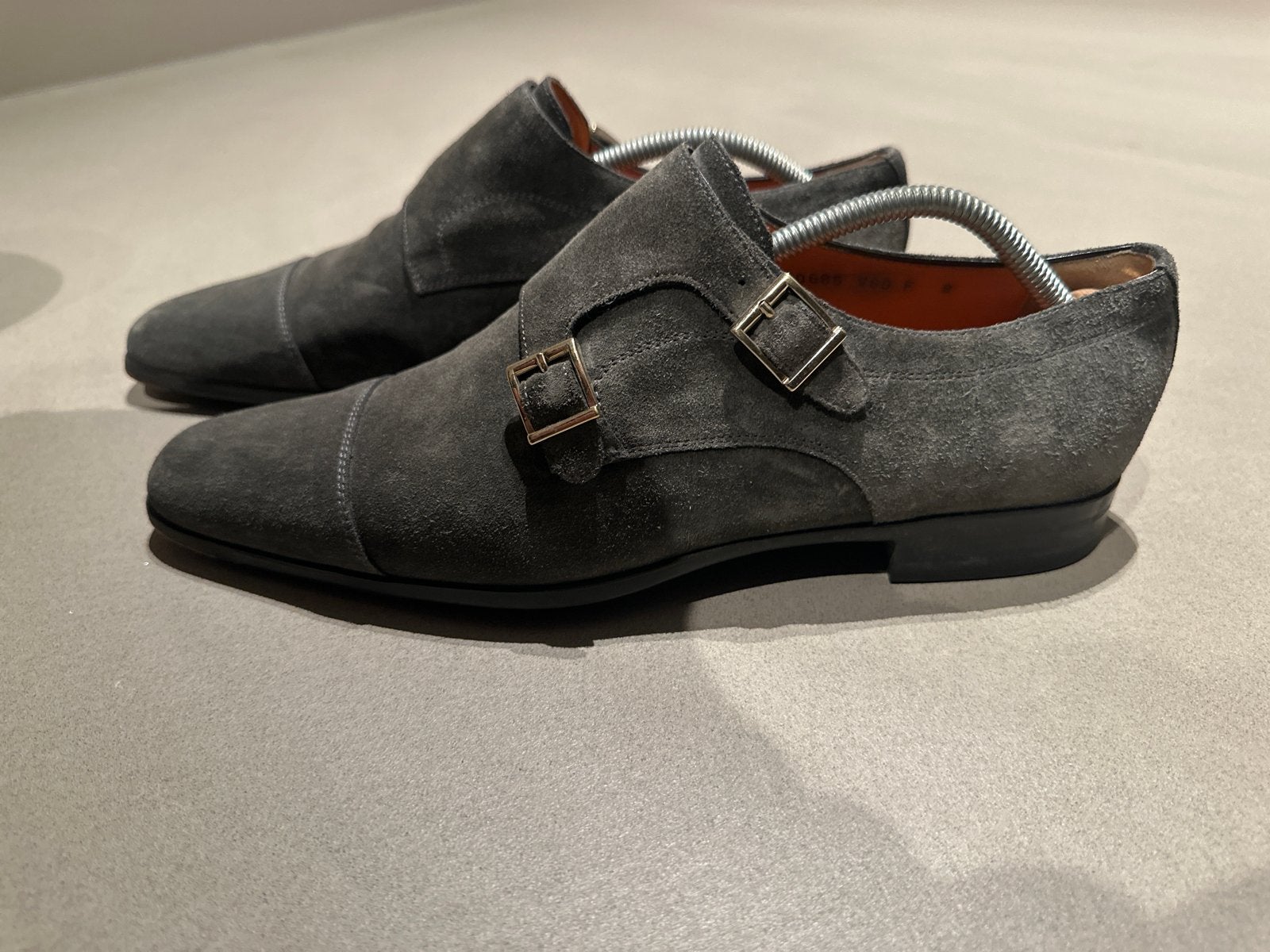 Foto 2 van Santoni olijfgroene gespschoenen maat 8 - Topconditie