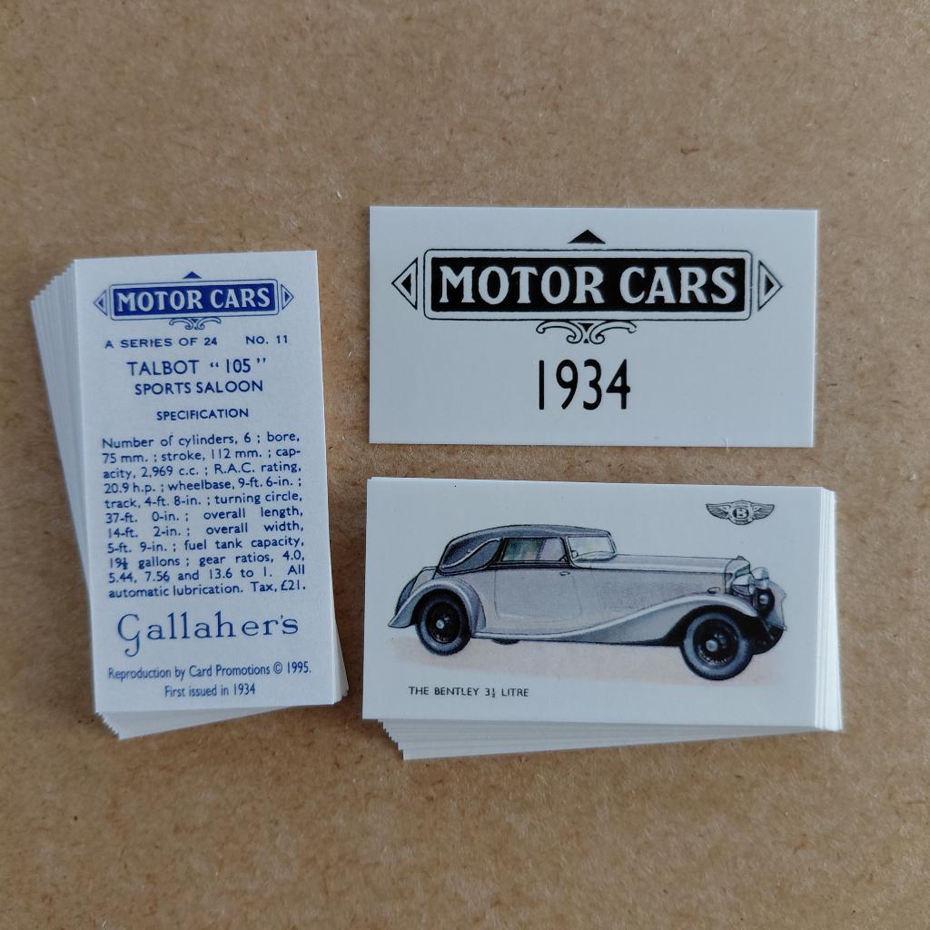 Motor Cars complete set 24 +1 cigarette cards REPRO, Ophalen, Zo goed als nieuw, Auto's