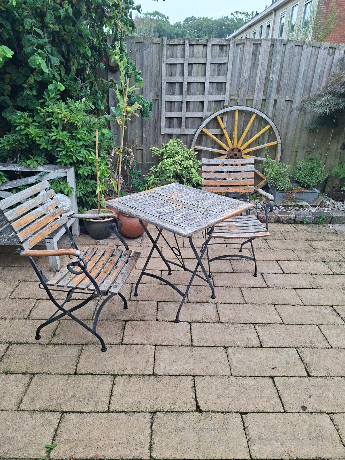 Bistro set, Ophalen, Gebruikt, Hout, 2 zitplaatsen