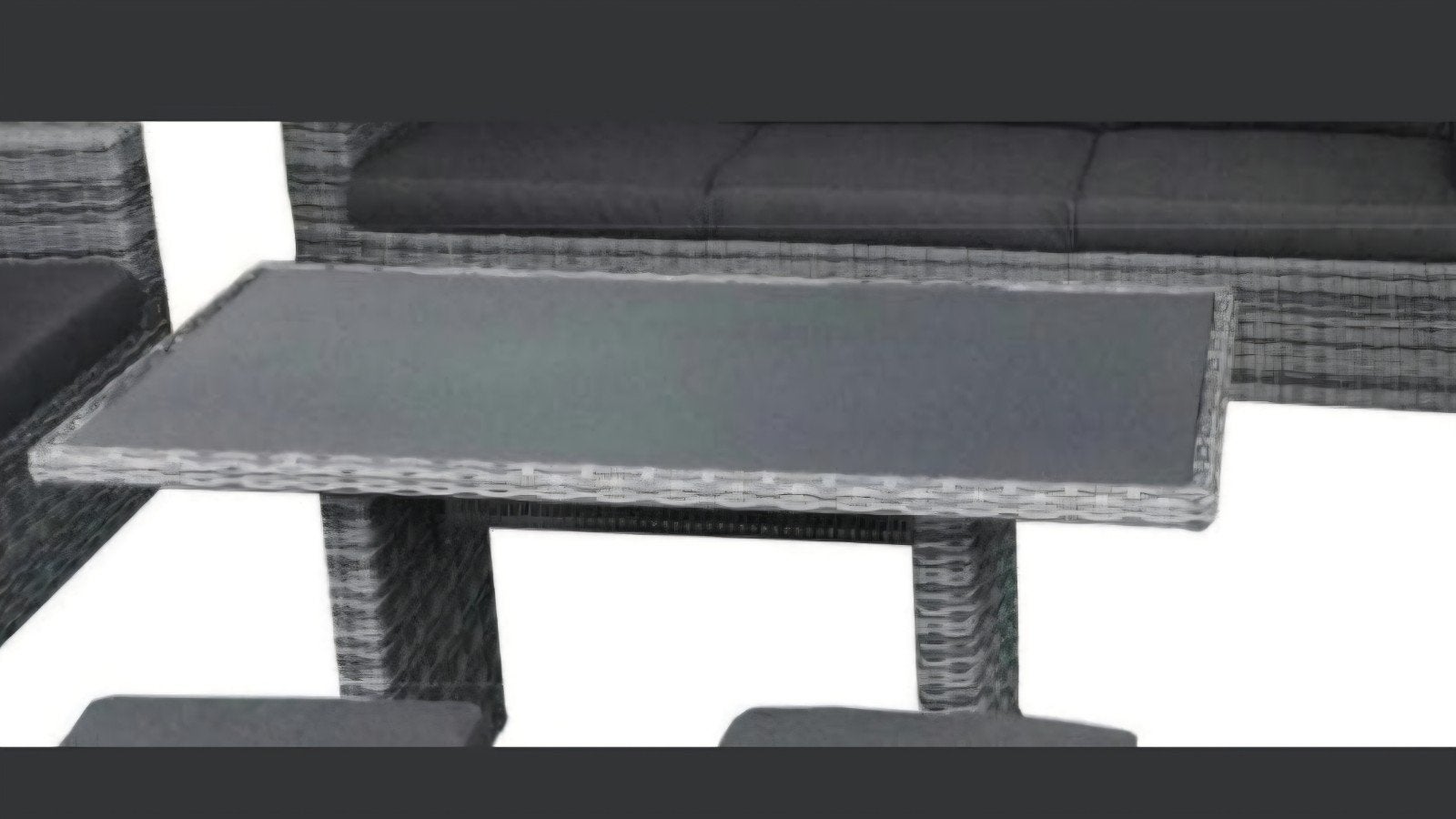 Stijlvolle Wicker Tuintafel met grijs natuursteen Blad, Ophalen, 100 tot 150 cm, Modern, Tuin, Lounge, 50 tot 100 cm
