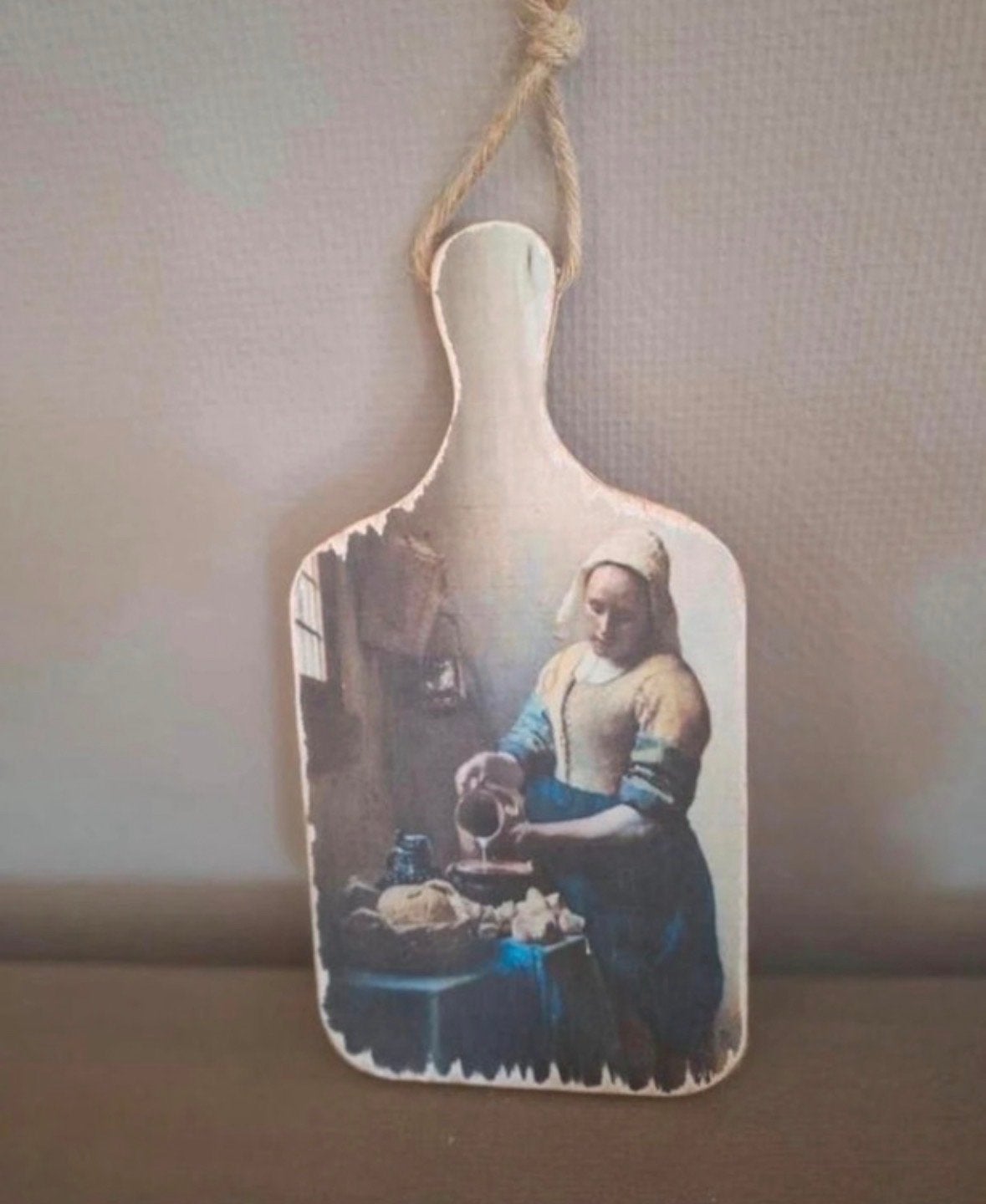 Decoratie plankje Melkmeisje, Hout, Meerkleurig, Ophalen of Verzenden, Klassiek