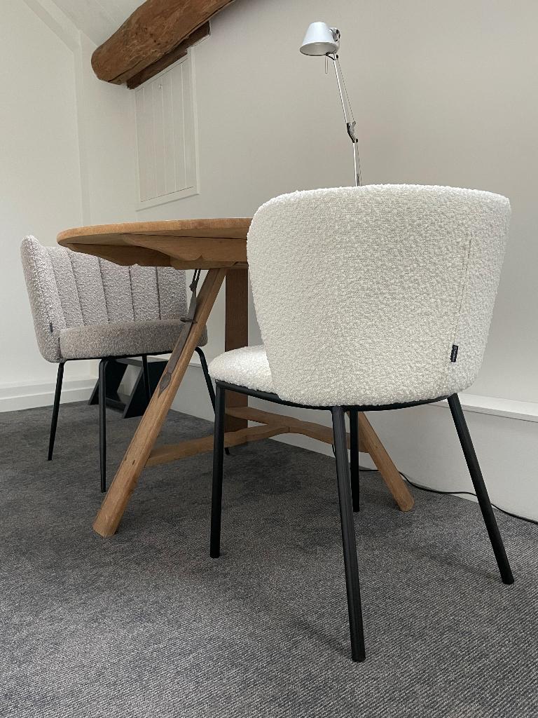 Ronde eiken eettafel, Ophalen, 50 tot 100 cm, 50 tot 100 cm, Zo goed als nieuw